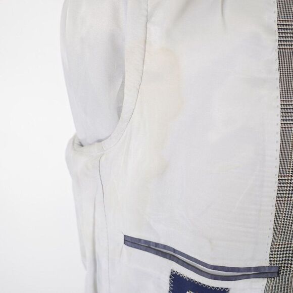 Hart Schaffner Marx Wool Black Tan Glen Plaid Blazer 38R 2 Button W/ Orange Brow - Picture 9 of 14